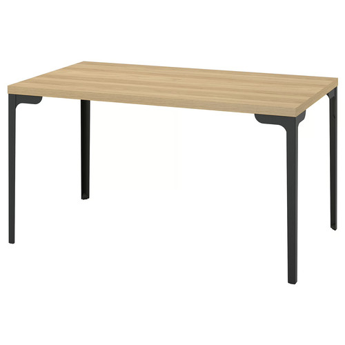 SKÅLSTA Table, oak effect/straight black-grey, 140x80 cm
