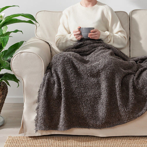 SANDBRODD Throw, anthracite, 130x170 cm