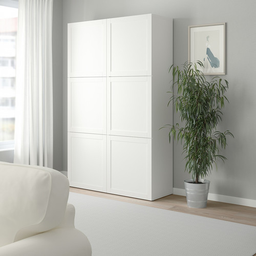 BESTÅ Storage combination with doors, Hanviken white, 120x40x192 cm