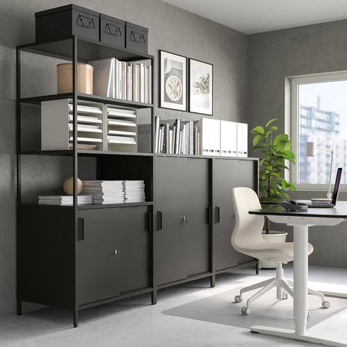 TROTTEN Cabinet with sliding doors, anthracite, 80x55x180 cm