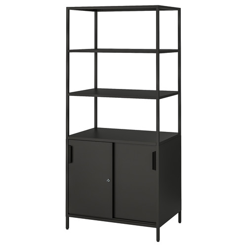 TROTTEN Cabinet with sliding doors, anthracite, 80x55x180 cm