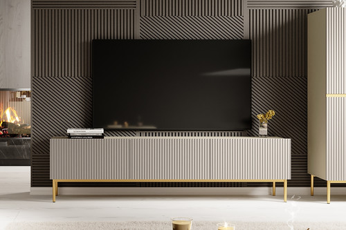 TV Cabinet Nicole 200 cm, cashmere, gold legs