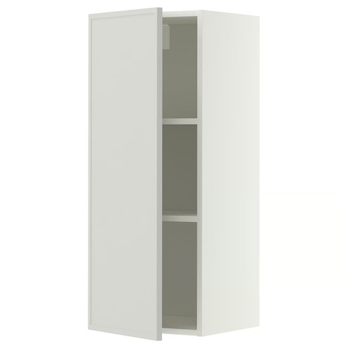 METOD Wall cabinet with shelves, white/Aspudden light grey, 40x100 cm