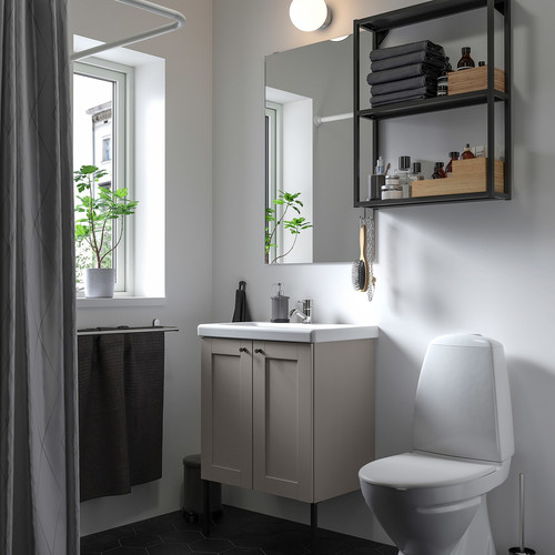 ENHET Bathroom, anthracite/grey frame, 64x43x87 cm