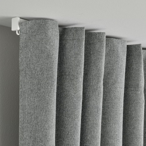 ROSENMANDEL Block-out curtains, 1 pair, grey, 135x300 cm