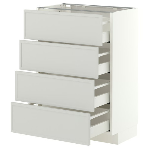 METOD/MAXIMERA Base cab 4 frnts/4 drawers, white/Aspudden light grey, 60x37 cm