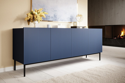 Four-Door Cabinet Nicole 200 cm, dark blue, black legs