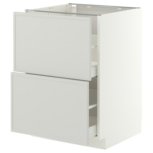 METOD/MAXIMERA Base cb 2 fronts/2 high drawers, white/Aspudden light grey, 60x60 cm