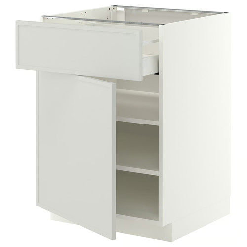 METOD/MAXIMERA Base cabinet with drawer/door, white/Aspudden light grey, 60x60 cm