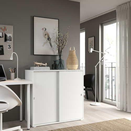 VIHALS Cabinet with sliding doors, white 95x47x90 cm