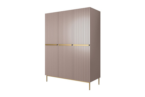 Wardrobe with Drawer Unit Nicole 150 cm, antique pink, gold handles and legs