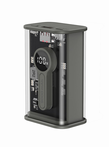 Gembird Power Bank Powerbank Transparent 9000 mAh QC3.0, black