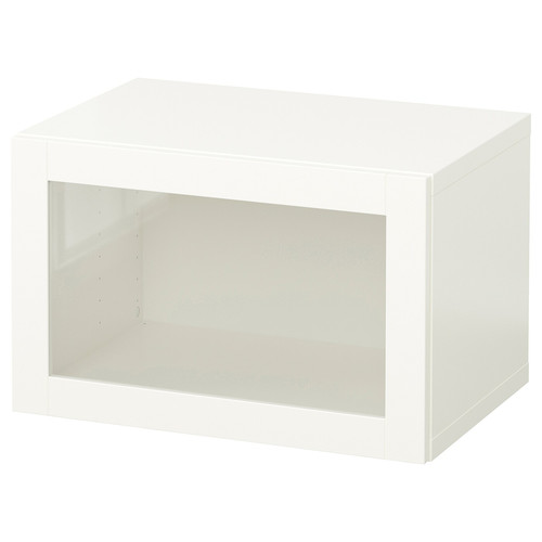 BESTÅ Wall-mounted cabinet combination, white/Sindvik white clear glass, 60x42x38 cm