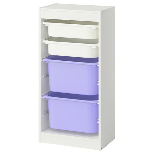 TROFAST Storage combination with boxes, white white/lilac, 46x30x94 cm
