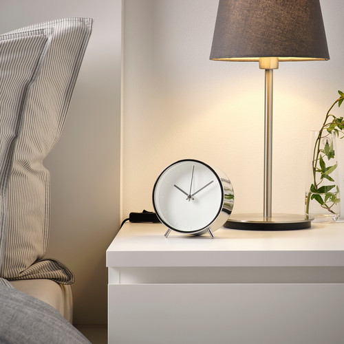 MALLHOPPA Alarm clock, low-voltage/silver-colour, 11 cm