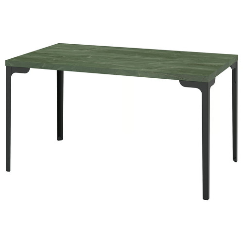 SKÅLSTA Table, dark grey-green marble effect/straight black-grey, 140x80 cm