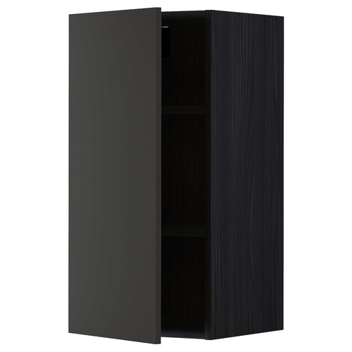 METOD Wall cabinet with shelves, black/Nickebo matt anthracite, 40x80 cm