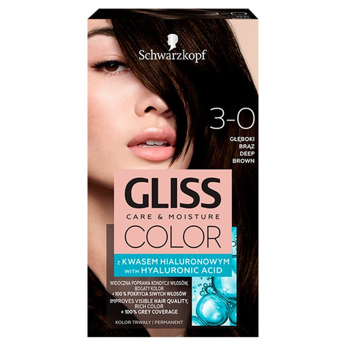 Schwarzkopf Gliss Color Care & Moisture Hair Dye 3-0 Deep Brown 1pc