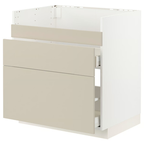 METOD / MAXIMERA Base cb f HAVSEN snk/3 frnts/2 drws, white/Havstorp beige, 80x60 cm