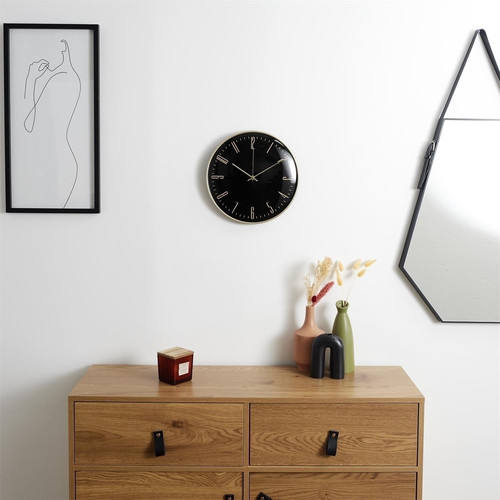 Wall Clock Luce, black/gold