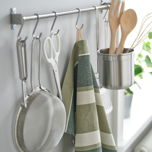 SANDVIVA Tea towel, green/white, 45x60 cm, 2 pack