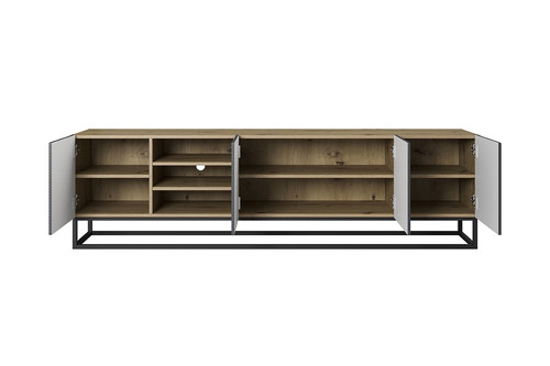 TV Cabinet Asha with Shelves 200 cm, metal legs, artisan/rivier stone mat