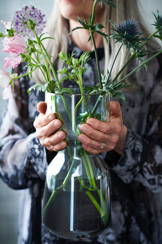 OMTÄNKSAM Vase, light grey, 30 cm
