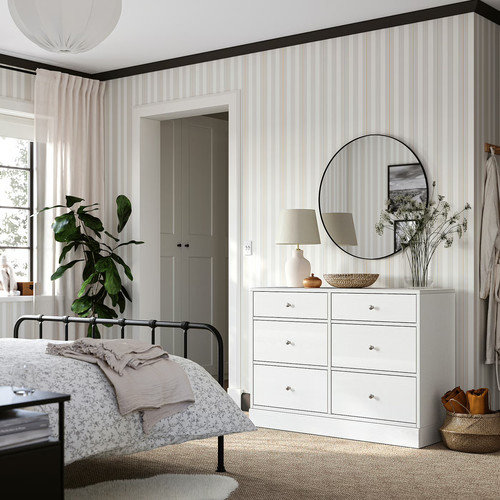 HAVSTA Chest of 6 drawers, white, 121x47x89 cm