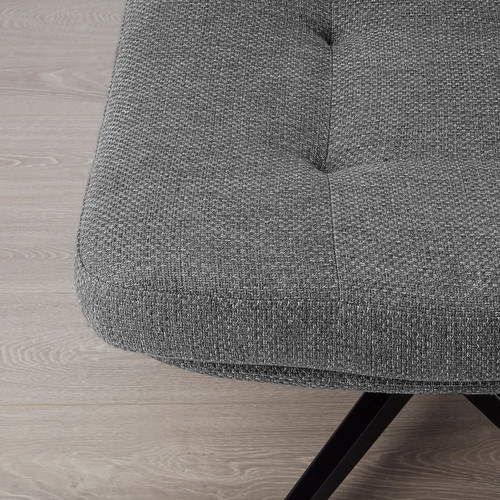 HAVBERG Armchair and footstool, Lejde grey/black