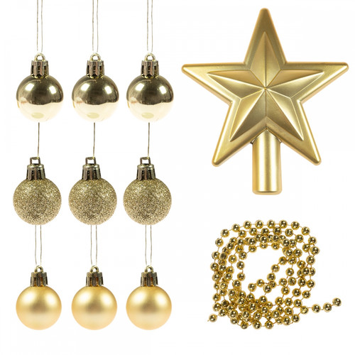 Mixed Christmas Ornaments Set, Gold, 11 Pieces