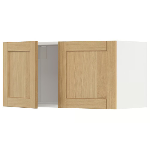 METOD Wall cabinet with 2 doors, white/Forsbacka oak, 80x40 cm