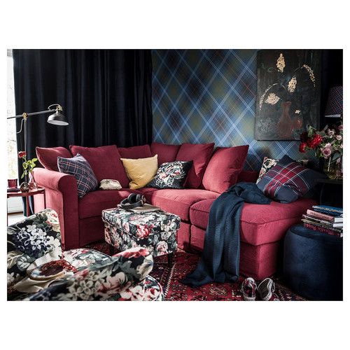 LEIKNY Cushion cover, black, multicolour, 50x50 cm