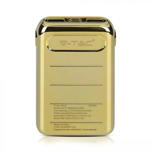 V-TAC Power Bank 10000 mAh 2A, gold