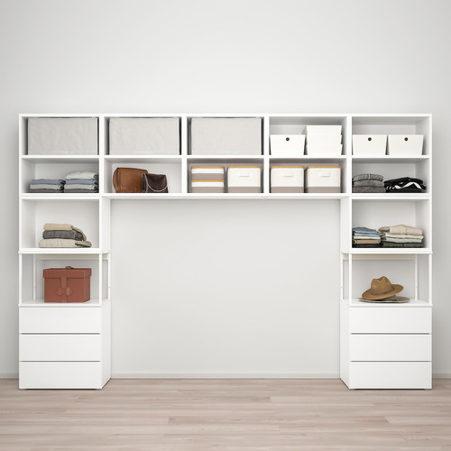 PLATSA Wardrobe with 7 doors+6 drawers, white, Fonnes white, 300x42x201 cm