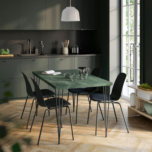 SKÅLSTA Chair, plastic black/tubular metal/black-grey