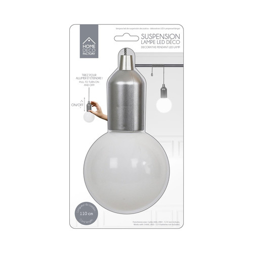 Pendant LED Lamp L, battery-operated, silver