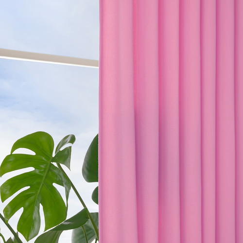 GINSTMOTT Curtains, 1 pair, pink/with heading tape, 145x300 cm