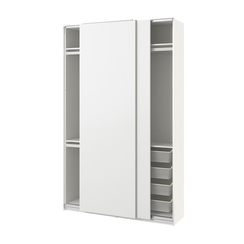 PAX / HASVIK Wardrobe combination, white/white, 150x44x236 cm