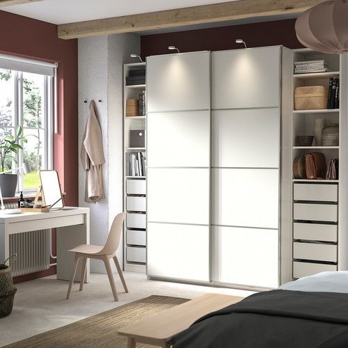 PAX / MEHAMN Wardrobe, white/double sided white, 250x66x236 cm