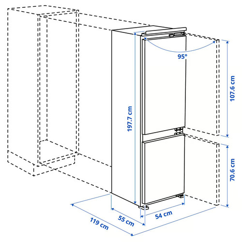SKOGSNÄS Fridge/freezer, IKEA 700 integrated, 213/87 l