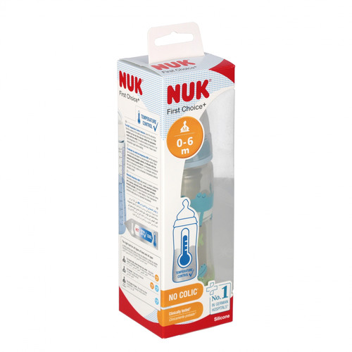 NUK First Choice Plus Baby Bottle with Temperature Control 300ml 0-6m, blue