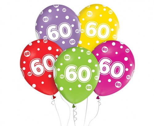 Balloons 60th Birthday 12" 5pcs