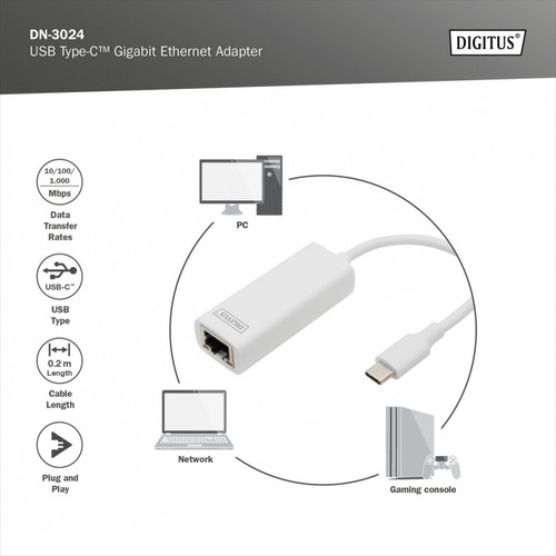 Digitus Gigabit Ethernet Adapter USB Type-C