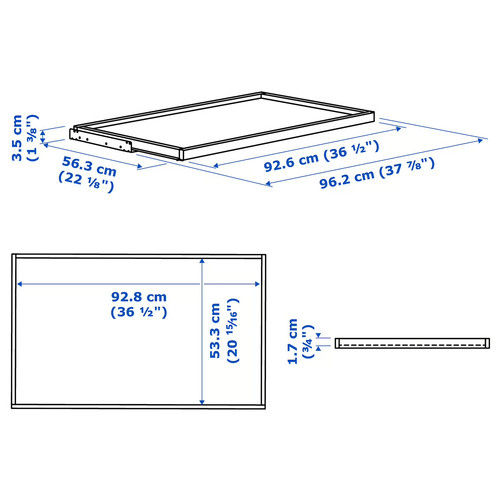 KOMPLEMENT Pull-out tray, dark grey, 100x58 cm