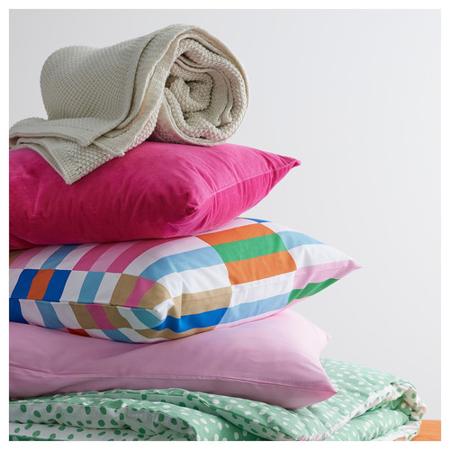 KLIBBKORSÖRT Cushion cover, white/multicolour, 50x50 cm