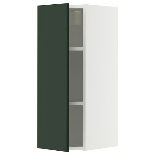 METOD Wall cabinet with shelves, white/Havstorp deep green, 30x80 cm