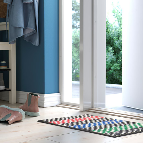 VÄNDPLATS Door mat, multicolour/stripe, 40x60 cm