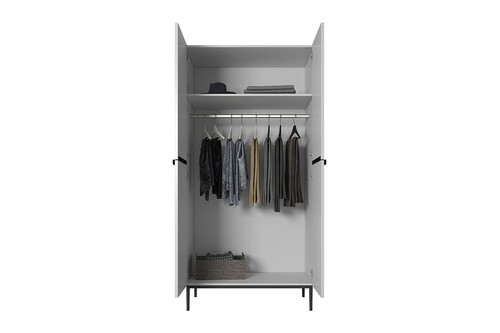 Wardrobe Nicole 100 cm, matt white, black legs