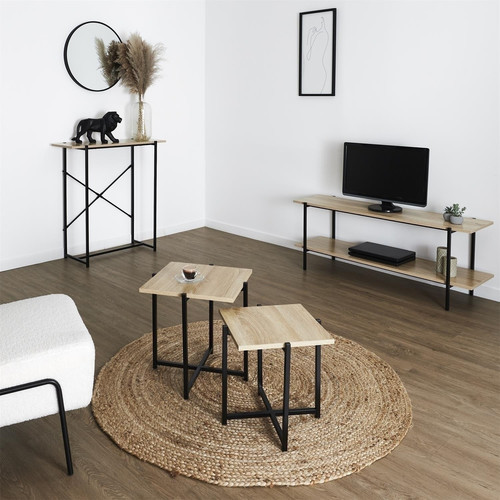 Set of 2 Side Tables, natual