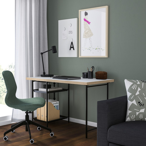 LAGKAPTEN / SPÄND Desk, white anthracite/black, 120x60 cm